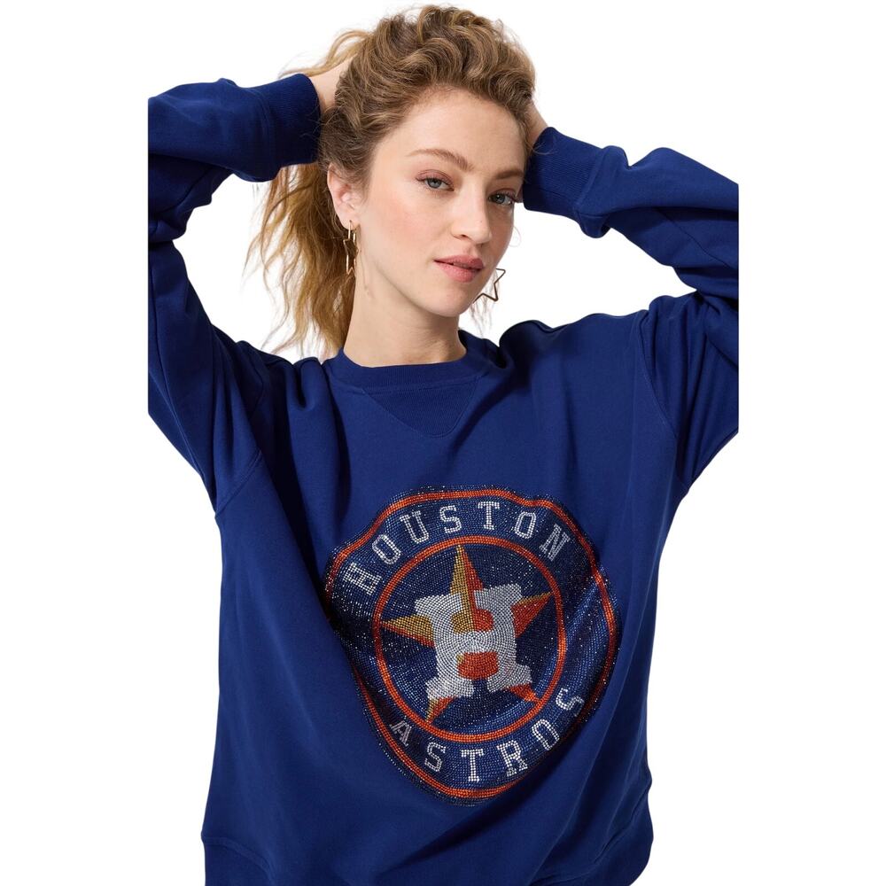 NWT Terez x MLB Houston Astros Gemstone Logo Marquee Crew Sweatshirt L